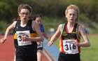 Close finish, 800 metres, Shildon Track and Field.